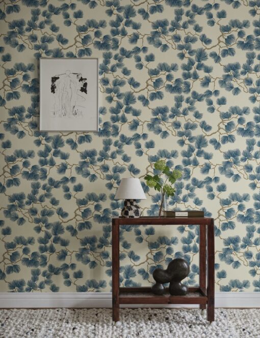 Pine Wallpaper in Blue by Sandberg Wallpaper