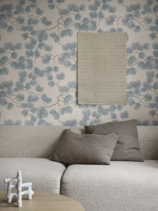 Pine Wallpaper in Misty Blue by Sandberg Wallpaper