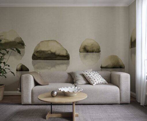 Spegel Wallpaper Mual by Sandberg in Olive Green