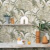 Evasion Wallpaper in Khaki Green Beige Gold