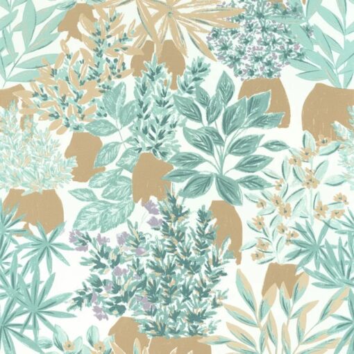 Thalie Wallpaper in Opaline Green Curry