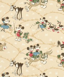 Disney Mickey Mouse Wallpaper - Mickey and Minnie at the Farm in Butterscotch