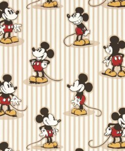 Disney Mickey Mouse Stripe Wallpaper by Sanderson & Disney Home in Peanut