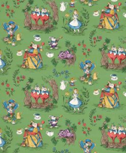 Alice in Wonderland Wallpaper in Gumball Green