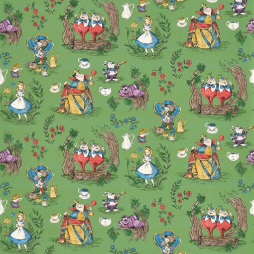Alice in Wonderland Wallpaper in Gumball Green