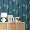 Up and Around Wallpaper in Golden Duck Blue