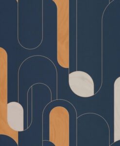 Up and Around Wallpaper in Midnight Blue Gold