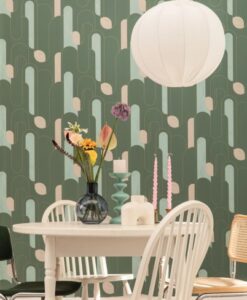 Up and Around Wallpaper in Golden Blue Khaki