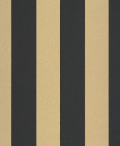 Wide Lines Wallpaper in Black Gold