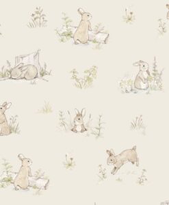 Rabbit Day Wallpaper in Beige by Dekornik