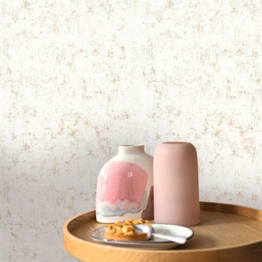 Beton Uni Wallpaper in Golden Snow White