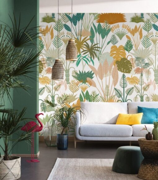 Panoramique Manille Wallpaper in Green Yellow