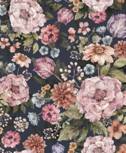Bouquet of Flowers Wallpaper in Violet by Dekornik