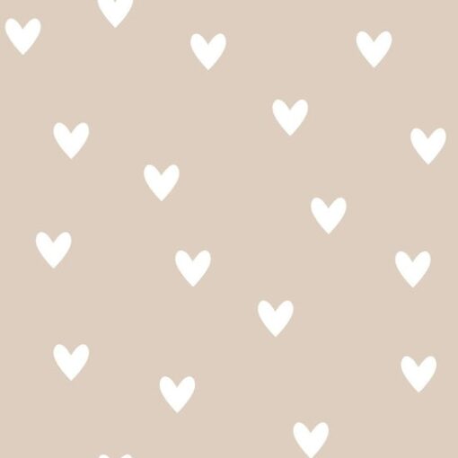 Simple Hearts Wallpaper in Beige by Dekornik