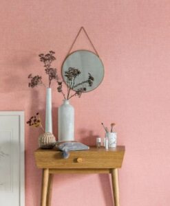Uni Métallisé Linen Wallpaper in Medium Pink