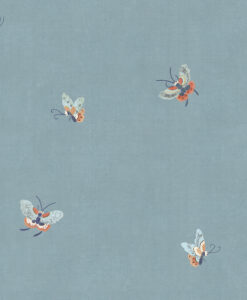 Butterflies Wallpaper in Misty Blue by Sandberg
