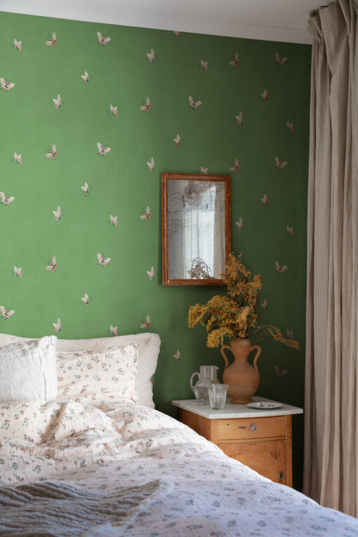 Butterflies Wallpaper in Green by Sandberg