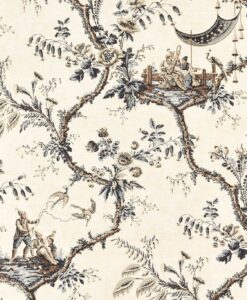 Emperor's Musician Wallpaper in Charcoal by Zoffany