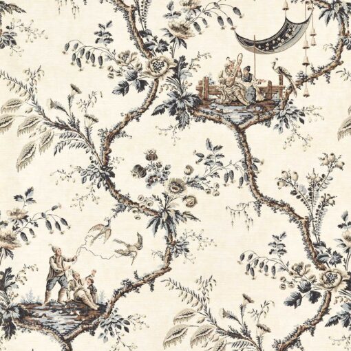Emperor's Musician Wallpaper in Charcoal by Zoffany