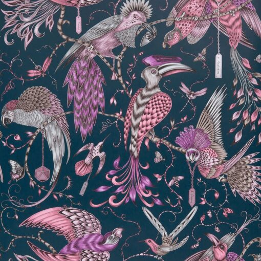Audubon Wallpaper in Pink by Clarke & Clarke
