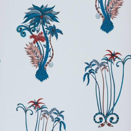 Jungle Wallpaper in Palms Blue by Clarke & Clarke