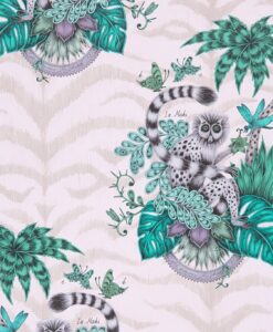 Lemur Wallpaper in Pink by Clarke & Clarke