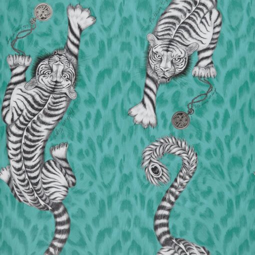 Tigris Wallpaper in Teal by Clarke & Clarke