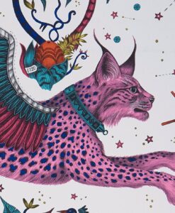Lynx Wallpaper in Magenta by Clarke & Clarke