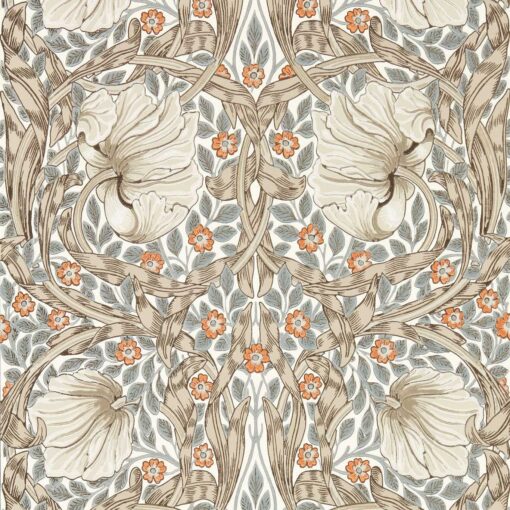 Pimpernel Wallpaper in Linen & Coral