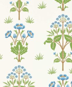 Meadow Sweet Wallpaper in Cobalt Grass Green