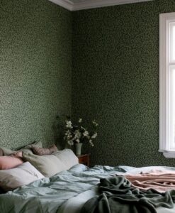 Hazel Wallpapers In Dark Green-Bedroom 3
