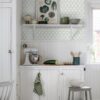 Trellis Leaves Wallpaper In Green-Kitchen