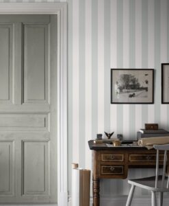 Falsterbo Stripe Wallpaper In Green-Livingroom