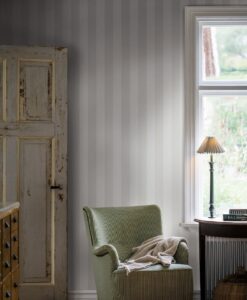 Falsterbo Stripe Wallpaper In Gray-Livingroom