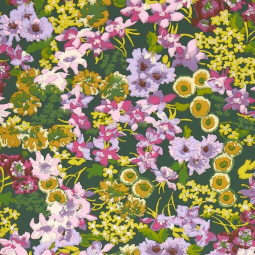Wildflower Meadow Wallpaper In Emerald, Amethyst & Peridot