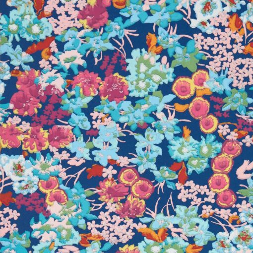 Wildflower Meadow Wallpaper In Lapis, Carnelian & Aquamarine