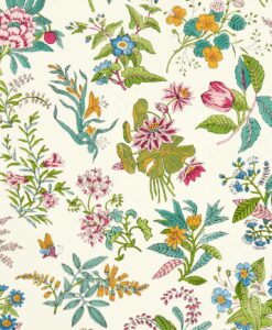Woodland Floral Wallpaper In Peridot, Ruby & Pearl