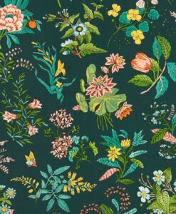 Woodland Floral Wallpaper In Jade, Malachite & Rose Quartz