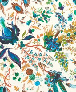 Wonderland Floral Wallpaper In Lapis, Emerald & Carnelian