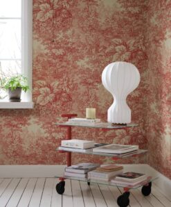 Forest Toile Wallpaper in Red