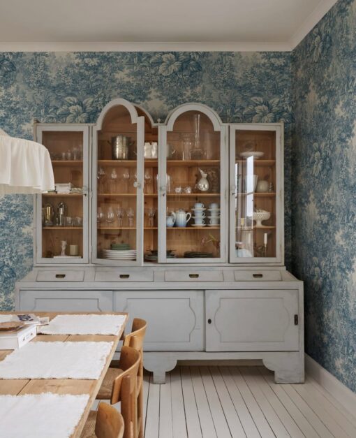 Forest Toile Wallpaper in Blue