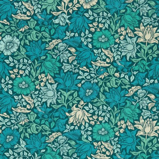 Mallow Lily Wallpaper in Teal