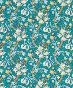 Golden Lily Wallpaper in Teal