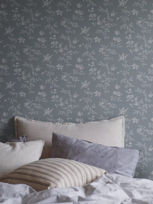 Ängsblomma Wallpaper In Blue-bedroom