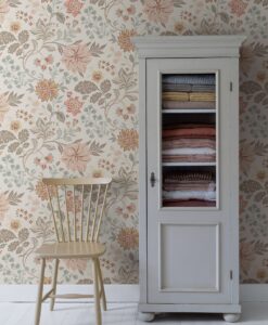 Alicia Wallpaper In Pastel Pink, Yellow, Celadon Green And Cream