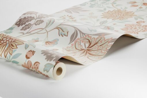 Alicia Wallpaper In Pastel Pink, Yellow, Celadon Green And Cream