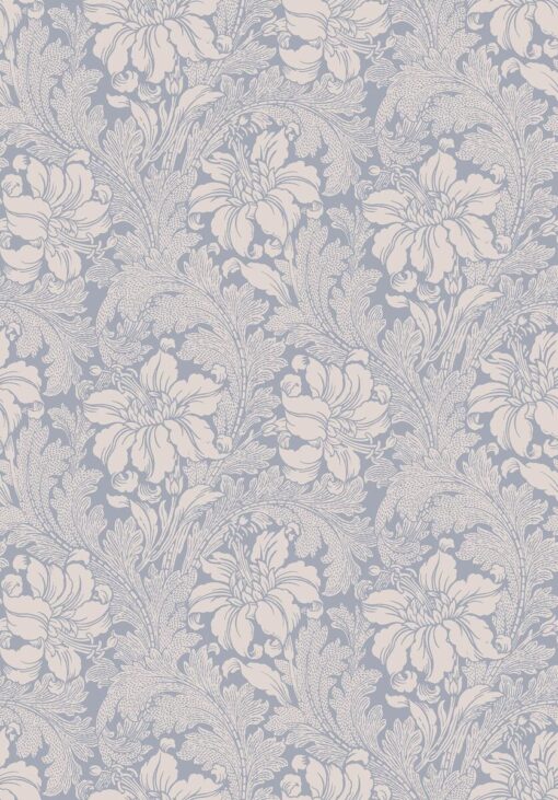 Acanthus Wallpaper In Lavender Blue And Clay Beige