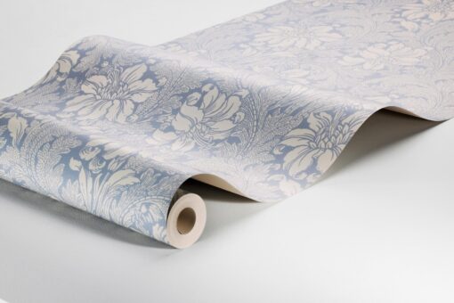 Acanthus Wallpaper In Lavender Blue And Clay Beige