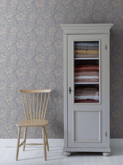 Acanthus Wallpaper In Lavender Blue And Clay Beige