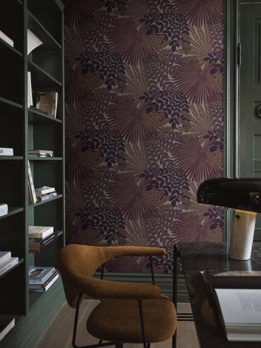 Velvet Leaves Wallpaper In Brown And Purple